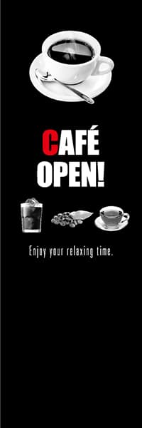 【PAC275】CAFE OPEN【モノクロ写真・黒】