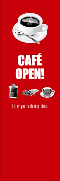 【PAC287】CAFE OPEN【モノクロ写真・赤】
