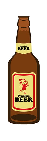 【SAK334】Premium Beer【瓶ビール・イラスト・白】
